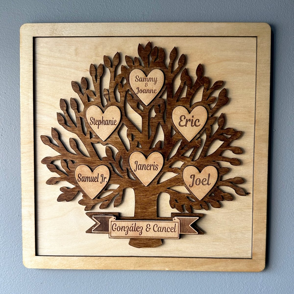 Personalized Wooden Heart Family Tree  Plaque - Jarijadecreations