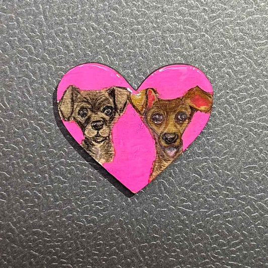 Chihuahua Heart Shaped Magnet, Tiny Pet Portrait - Jarijadecreations