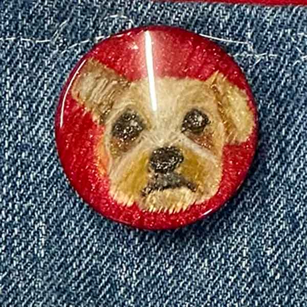 Personalized Dog Lapel Pins Custom, Hand - Drawn Yorkshire Terrier Portrait Art - Jarijadecreations