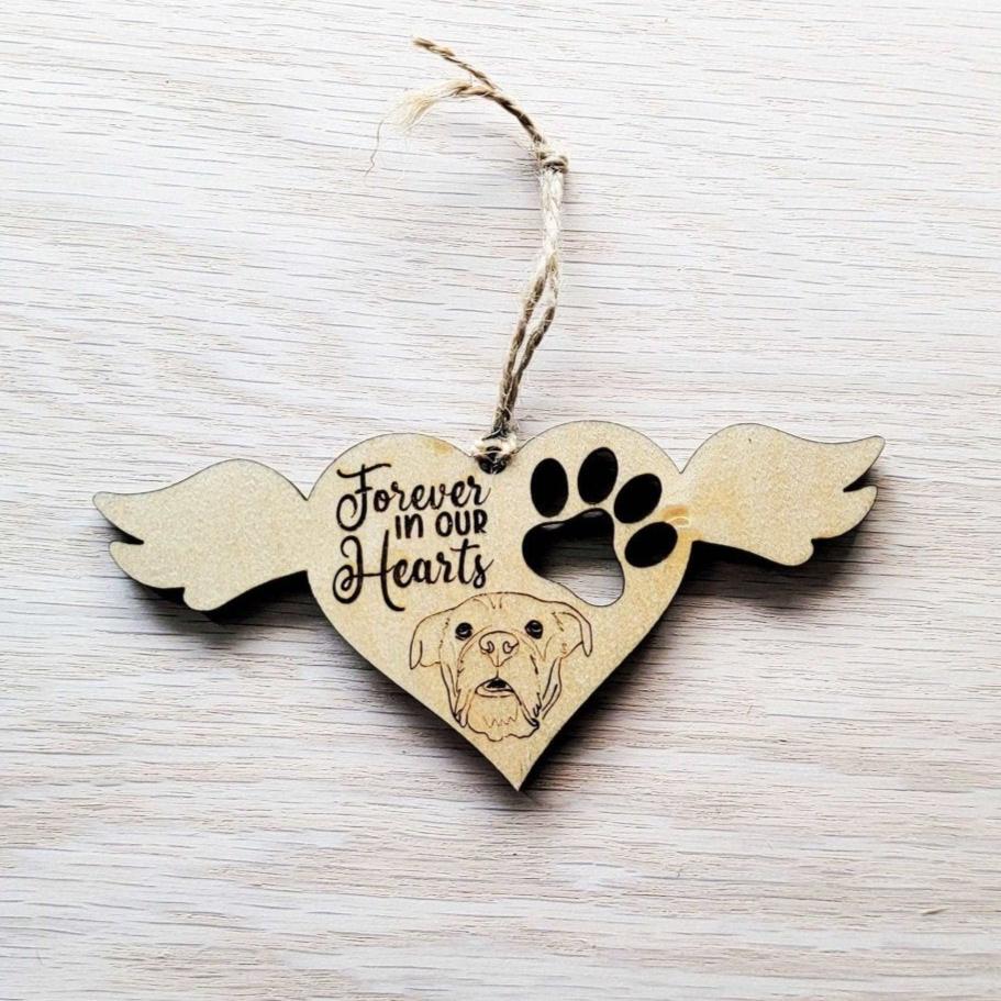 Personalized Pet Memorial With Angel Wing Ornament - Jarijadecreations