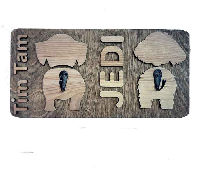 Personalized Wooden Leash Holder Hanger for Wall with Name - Jarijadecreations