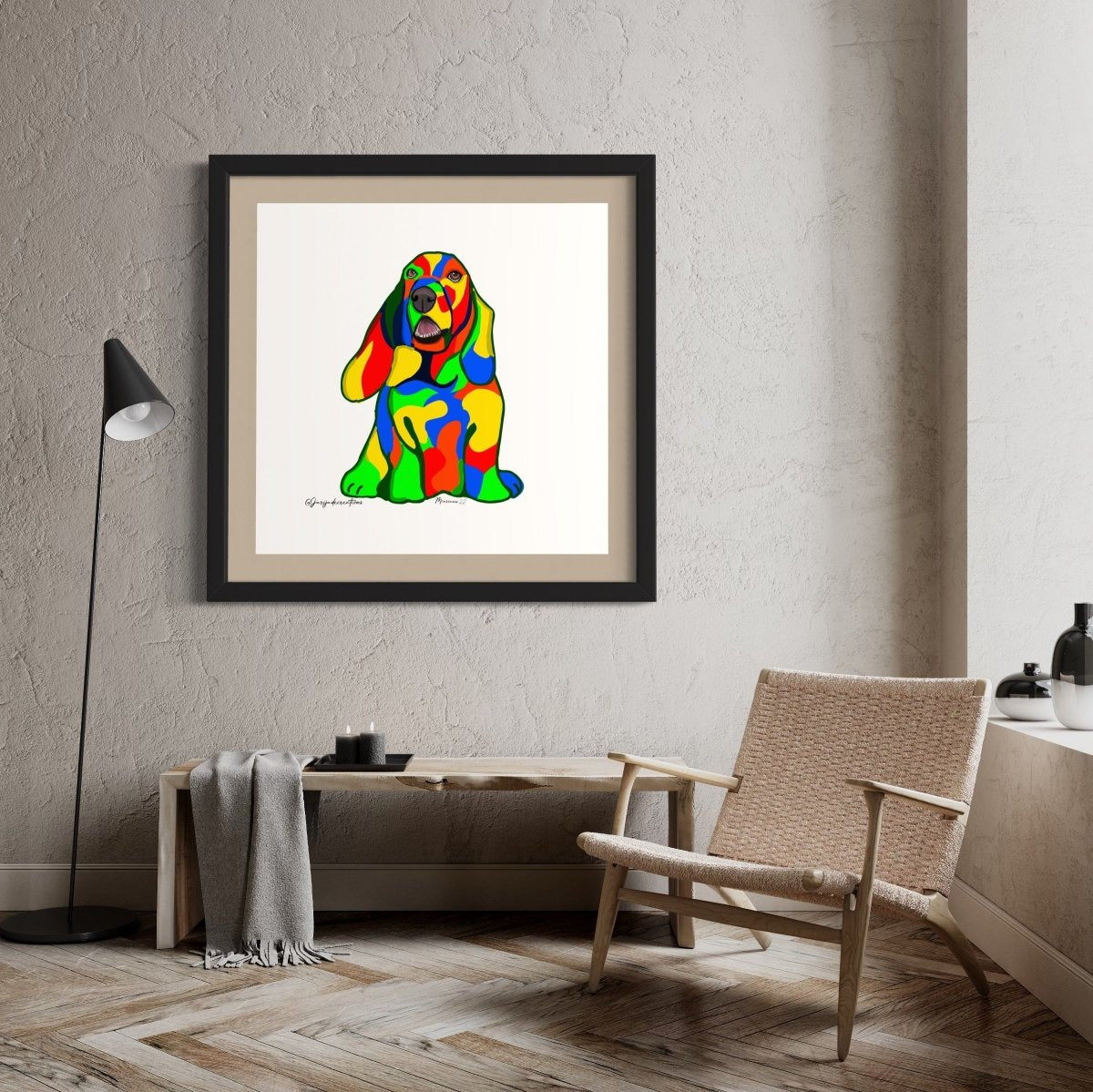 Custom Basset Hound Pop of Color Portrait from your Photo. Personalized Colorful Geometric Shapes Pet Portraiture Gift Idea for a Pet Owner. - Jarijadecreations