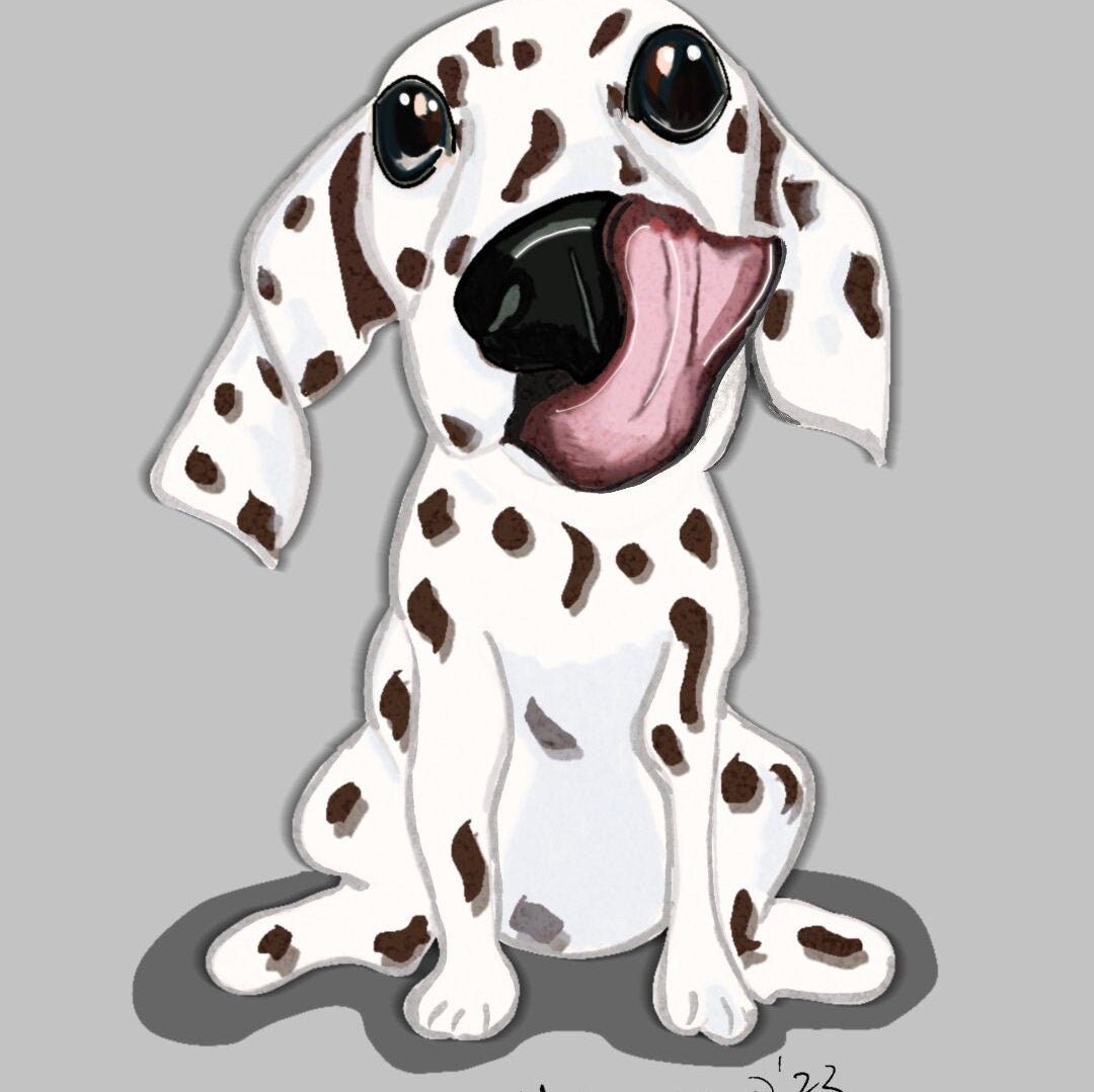 Custom Dalmatian Cartoon Painting from Photo, Cute Cartoon Pet Portrait Drawing Gift Idea for Pet Lovers - Jarijadecreations