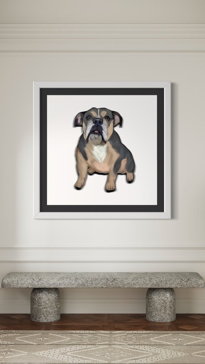 English Bulldog Custom Memorial Portrait, English Bulldog Memorial Gift Idea, - Jarijadecreations