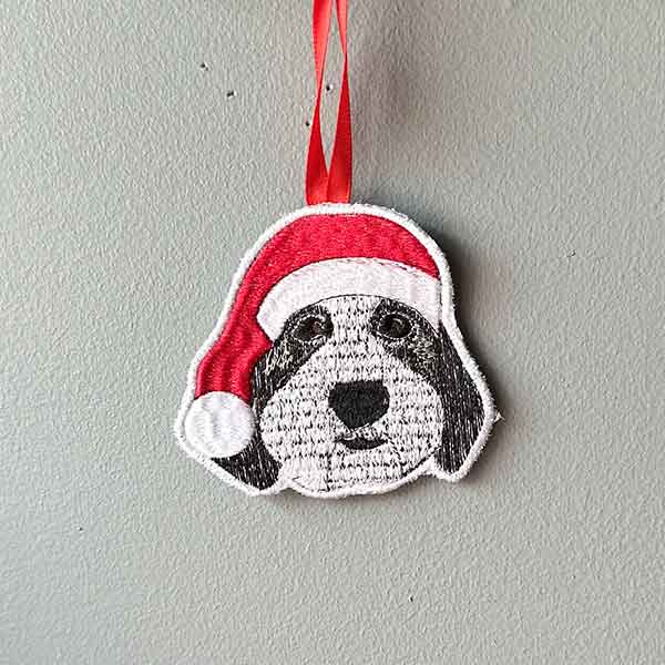 Personalized Bernedoodle Christmas Ornament, Embroidery Pet Portrait - Jarijadecreations
