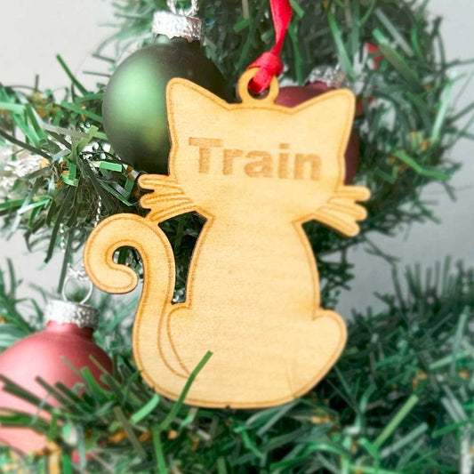 Personalized Cat Silhouette Tree Decoration, Laser Cut and Engraved Cat Bauble Christmas Decoration - Jarijadecreations