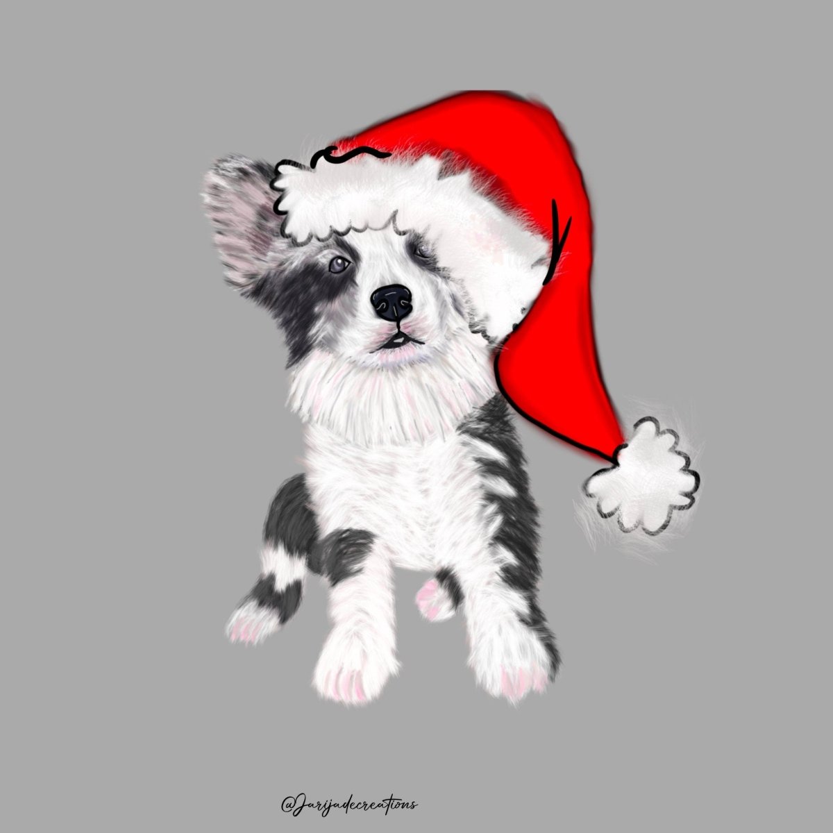 Personalized Corgi pet portrait, Unique Gifts for Corgi Lovers, Dog portrait with a Santa hat, Personalized Dog Gifts for Owner, Wall décor - Jarijadecreations