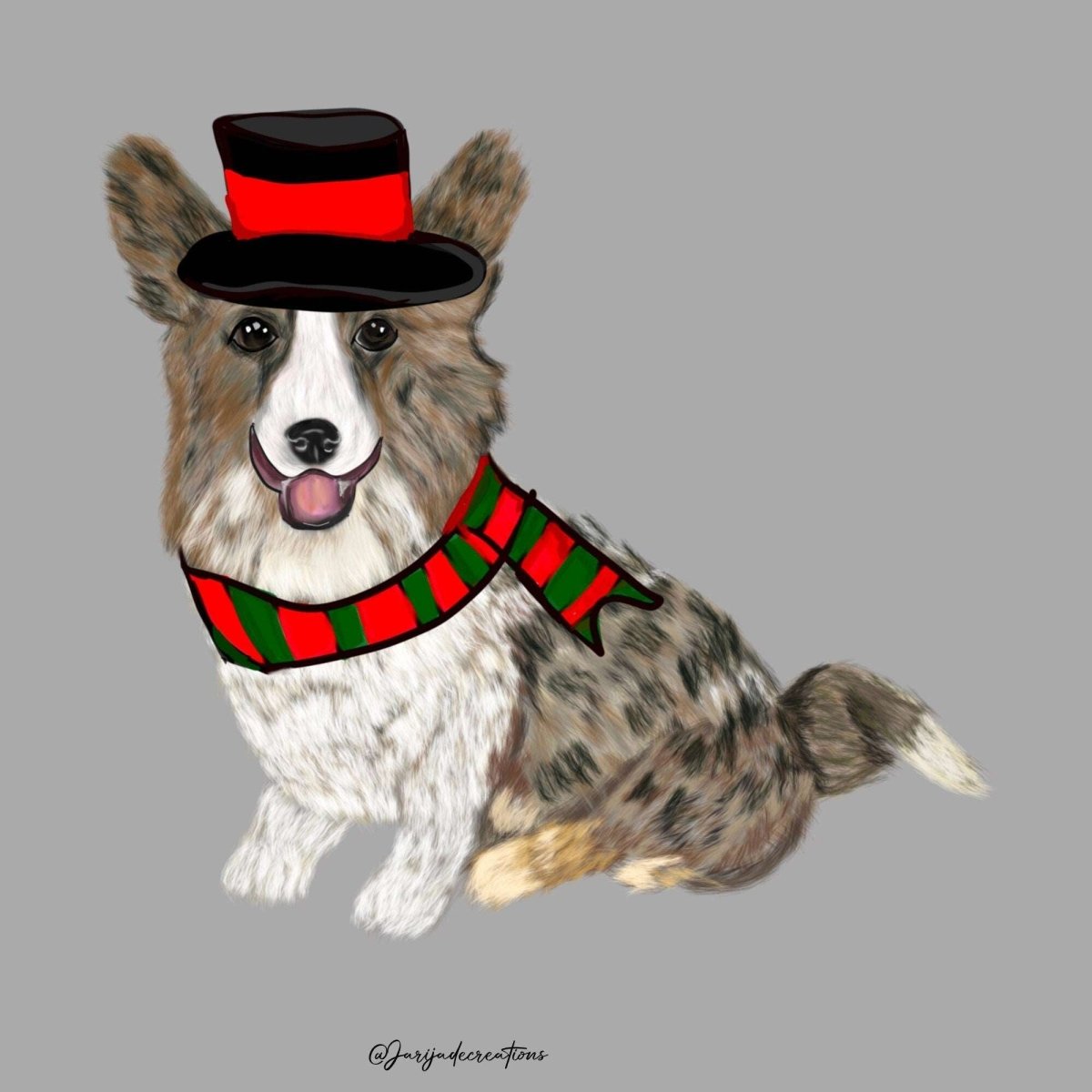 Personalized Corgi pet portrait, Unique Gifts for Corgi Lovers, Dog portrait with a Santa hat, Personalized Dog Gifts for Owner, Wall décor - Jarijadecreations