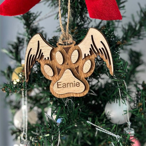 Personalized Dog Memorial Ornament with wings Remembrance Gift Idea, Custom Paw Print Gift Idea for a Pet owner who has Lost their Pet - Jarijadecreations