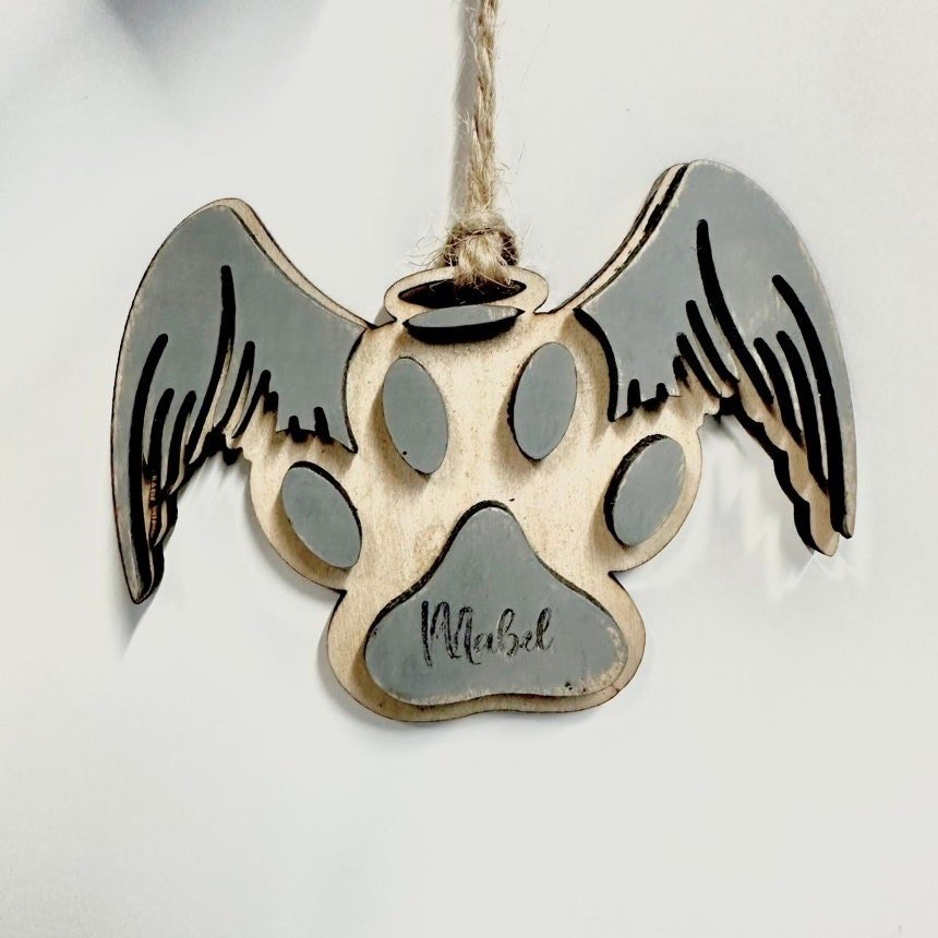 Personalized Dog Memorial Ornament with wings Remembrance Gift Idea, Custom Paw Print Gift Idea for a Pet owner who has Lost their Pet - Jarijadecreations