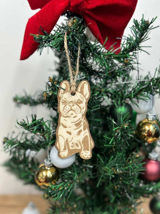 Personalized Wood Christmas Ornament of a French Bulldog - Jarijadecreations